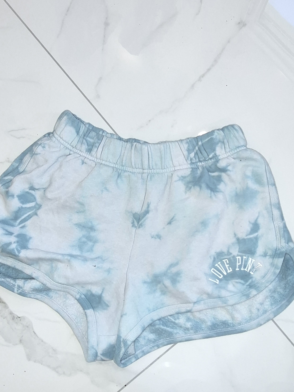 PINK Victoria's Secret Tie-Dye Blue & White Athletic Shorts